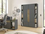Aktenschrank Set Center in grau mit Wotan Eiche 2x Schrank und 2x Regal Bro und Homeoffice 140 x 200 cm