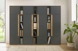 Aktenschrank Set Center in grau mit Wotan Eiche 4x Schrank und 3x Regal Bro Homeoffice 260 cm