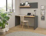 Brombel Set Center in grau matt und Wotan Eiche mit Schreibtisch und Regal fr Homeoffice