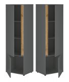 Brombel Set Center in grau matt und Wotan Eiche mit Schreibtisch, Aktenschrank und 2 x Regal fr Homeoffice