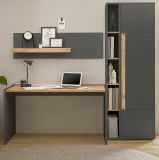 Brombel Set Center in grau matt und Wotan Eiche mit Schreibtisch, Aktenschrank und 2 x Regal fr Homeoffice
