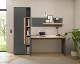 Brombel Set Center in grau matt und Wotan Eiche mit Schreibtisch, Aktenschrank und 2 x Regal fr Homeoffice