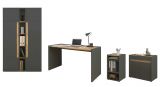 Brombel komplett Set Center in grau matt und Wotan Eiche mit Schreibtisch, Kommode und Aktenschrank fr Homeoffice