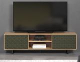 TV-Lowboard Sentra in grn matt mit 3-D Struktur und Eiche Artisan TV-Unterteil 184 cm