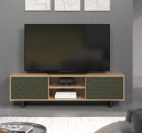 TV-Lowboard Sentra in grn matt mit 3-D Struktur und Eiche Artisan TV-Unterteil 184 cm