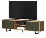 TV-Lowboard Sentra in grn matt mit 3-D Struktur und Eiche Artisan TV-Unterteil 184 cm