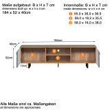 TV-Lowboard Sentra in grn matt mit 3-D Struktur und Eiche Artisan TV-Unterteil 184 cm