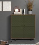 Highboard Sentra in grn matt mit 3-D Struktur und Eiche Artisan Wohn- und Esszimmer Kommode 124 x 136 cm