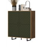 Highboard Sentra in grn matt mit 3-D Struktur und Eiche Artisan Wohn- und Esszimmer Kommode 124 x 136 cm
