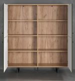 Highboard Sentra in grn matt mit 3-D Struktur und Eiche Artisan Wohn- und Esszimmer Kommode 124 x 136 cm