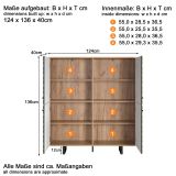 Highboard Sentra in grn matt mit 3-D Struktur und Eiche Artisan Wohn- und Esszimmer Kommode 124 x 136 cm