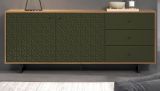 Sideboard Sentra in grn matt mit 3-D Struktur und Eiche Artisan Wohn- und Esszimmer Kommode 183 cm