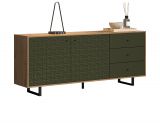 Sideboard Sentra in grn matt mit 3-D Struktur und Eiche Artisan Wohn- und Esszimmer Kommode 183 cm