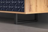TV-Lowboard Sentra in blau matt mit 3-D Struktur und Eiche Artisan TV-Unterteil 184 cm
