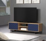 TV-Lowboard Sentra in blau matt mit 3-D Struktur und Eiche Artisan TV-Unterteil 184 cm