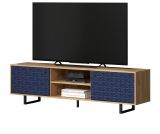 TV-Lowboard Sentra in blau matt mit 3-D Struktur und Eiche Artisan TV-Unterteil 184 cm