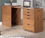 Schreibtisch Volterra in Kiefer Massivholz honigfarben lackiert Kommode ausziehbar zum Laptoptisch fr Homeoffice 57 - 163 cm