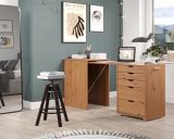 Schreibtisch Volterra in Kiefer Massivholz honigfarben lackiert Kommode ausziehbar zum Laptoptisch fr Homeoffice 57 - 163 cm