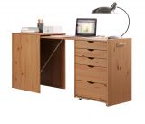 Schreibtisch Volterra in Kiefer Massivholz honigfarben lackiert Kommode ausziehbar zum Laptoptisch fr Homeoffice 57 - 163 cm