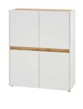 Broschrank Highboard Center in wei und Wotan Eiche Stauraumschrank fr Homeoffice und Bro 100 x 122 cm