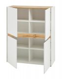 Broschrank Highboard Center in wei und Wotan Eiche Stauraumschrank fr Homeoffice und Bro 100 x 122 cm