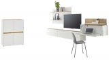 Wohnwand mit Sekretr Center in wei und Wotan Eiche Wohnkombination 5-teilig 470 x 180 cm