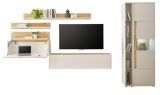 Wohnwand mit Sekretr Center in wei und Wotan Eiche Wohnkombination 6-teilig 340 x 200 cm