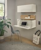 Brombel Set Center in wei und Wotan Eiche Broschrank und Sekretr hngend fr Homeoffice 100 cm