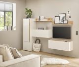 Wohnwand mit Sekretr Center in wei und Wotan Eiche Wohnkombination 5-teilig 250 cm