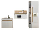 Brombel komplett Set Center in wei und Wotan Eiche mit Aktenschrank, Sekretr und Vitrine fr Homeoffice