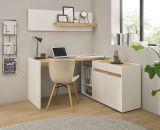 Brombel Set Center in wei und Wotan Eiche mit Schreibtisch und Aktenregal fr Homeoffice