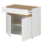 Brombel Set Center in wei und Wotan Eiche mit Schreibtisch, Kommode und 2 x Regal fr Homeoffice