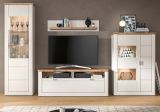 TV-Lowboard Michigan in wei matt und Eiche TV Unterschrank 154 cm mit Komforthhe und Soft-Close