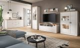 TV-Lowboard Michigan in wei matt und Eiche TV Unterschrank 154 cm mit Komforthhe und Soft-Close