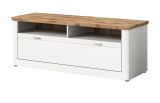 TV-Lowboard Michigan in wei matt und Eiche TV Unterschrank 154 cm mit Komforthhe und Soft-Close