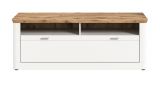 TV-Lowboard Michigan in wei matt und Eiche TV Unterschrank 154 cm mit Komforthhe und Soft-Close