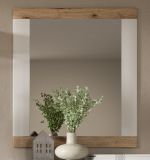 Garderobenspiegel Sopela in wei matt und Nox Eiche Landhaus Flur Spiegel 73 x 82 cm