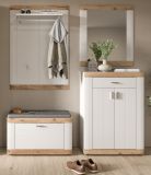 Garderobenspiegel Sopela in wei matt und Nox Eiche Landhaus Flur Spiegel 73 x 82 cm