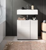 Waschbeckenunterschrank Larik in wei Hochglanz Badezimmer Unterschrank 60 x 56 cm