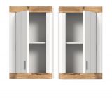 Badezimmer Hngeschrank Sopela wei und Nox Eiche Landhaus Badschrank 45 x 76 cm, Soft-Close