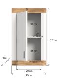 Badezimmer Hngeschrank Sopela wei und Nox Eiche Landhaus Badschrank 45 x 76 cm, Soft-Close