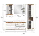 Badmbel Set mit Waschbecken Sopela in wei und Nox Eiche Landhaus Badkombination 193 cm, Soft-Close