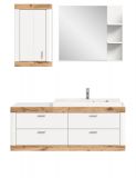 Badmbel Set mit Waschbecken Sopela wei und Nox Eiche Landhaus Kombination hngend 133 cm, Soft-Close