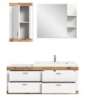 Badmbel Set mit Waschbecken Sopela wei und Nox Eiche Landhaus Kombination hngend 133 cm, Soft-Close