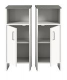 Badezimmer Kommode Angeles in wei und Rauchsilber grau Badschrank 32 x 82 cm