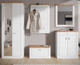 Garderobenspiegel Norton in wei matt und Viking Eiche Flur Spiegel 79 x 89 cm