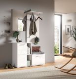 Garderobe Set 4-teilig Grazie in wei Hochglanz Garderobenkombination 110 x 191 cm