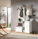 Garderobe Set 4-teilig Grazie in wei Hochglanz Garderobenkombination 110 x 191 cm