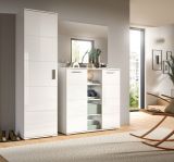 Garderobe Set 3-teilig Grazie in wei Hochglanz Garderobenkombination 180 x 191 cm