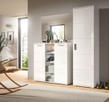 Garderobe Set 3-teilig Grazie in wei Hochglanz Garderobenkombination 180 x 191 cm
